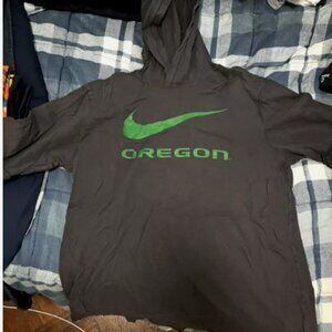 Oregon Nike Black Short Sleeve Shirt with Hood Size Large